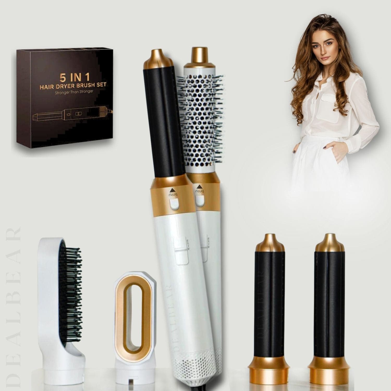 Ion-Airstyler 5 in 1 - Professionelles Styling für Deine Haare - OUBEAUTÉ Gold / Ohne Lederbox hairstyler flow airstyler