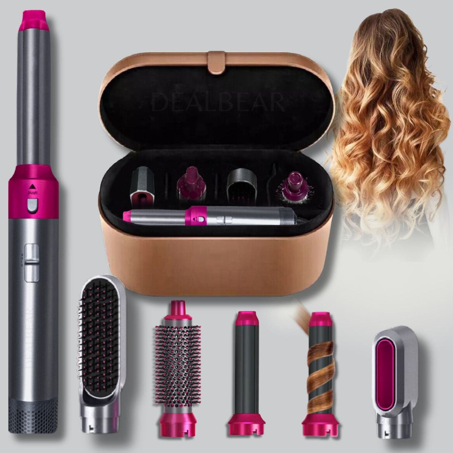 Ion-Airstyler 5 in 1 - Professionelles Styling für Deine Haare - OUBEAUTÉ Fuchsia / Mit Lederbox hairstyler flow airstyler